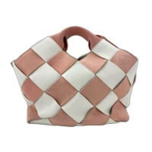 Loewe Woven Basket Handbag Leather Pink